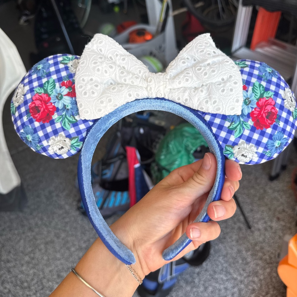 Disney Blue Floral Minnie Mouse Ears Headband